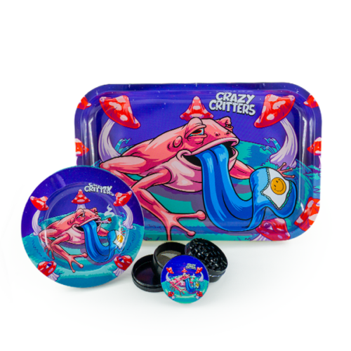 Crazy Critters - Rolling Tray, Grinder, & Ashtray Set - Frog