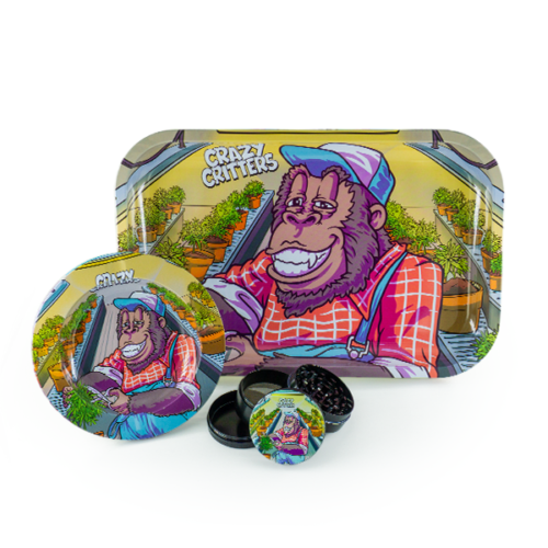 Crazy Critters - Rolling Tray, Grinder, & Ashtray Set - Gorilla