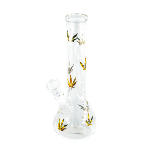 Glass Bong 26cm - Conical Leaf Colorful