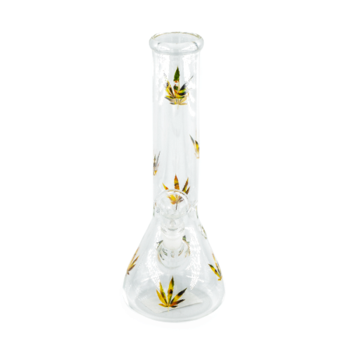 Glass Bong 26cm - Conical Leaf Colorful