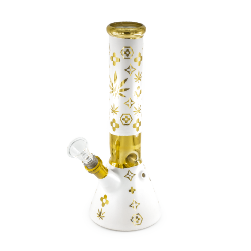 Glass Bong 35cm - Conical Pattern Gold