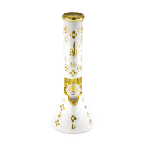 Glass Bong 35cm - Conical Pattern Gold