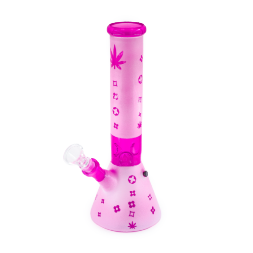 Glass Bong 35cm - Conical Pattern Pink