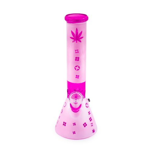 Glass Bong 35cm - Conical Pattern Pink
