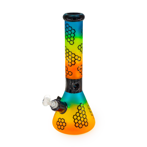 Glass Conical Bong 35cm - Rainbow Hexagon