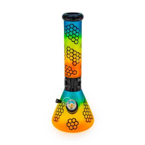 Glass Conical Bong 35cm - Rainbow Hexagon