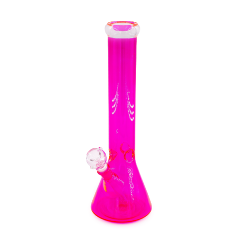 Glass Oil Bong 35cm - Conical Transparent Pink